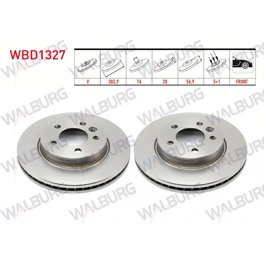 FREN DISKI ON HAVALI 5 BJN 302,9X28X76X56,9 VOLKSWAGEN AMAROK 2.0 BITDI 2010- / AMAROK 2.0 TSI 2010-