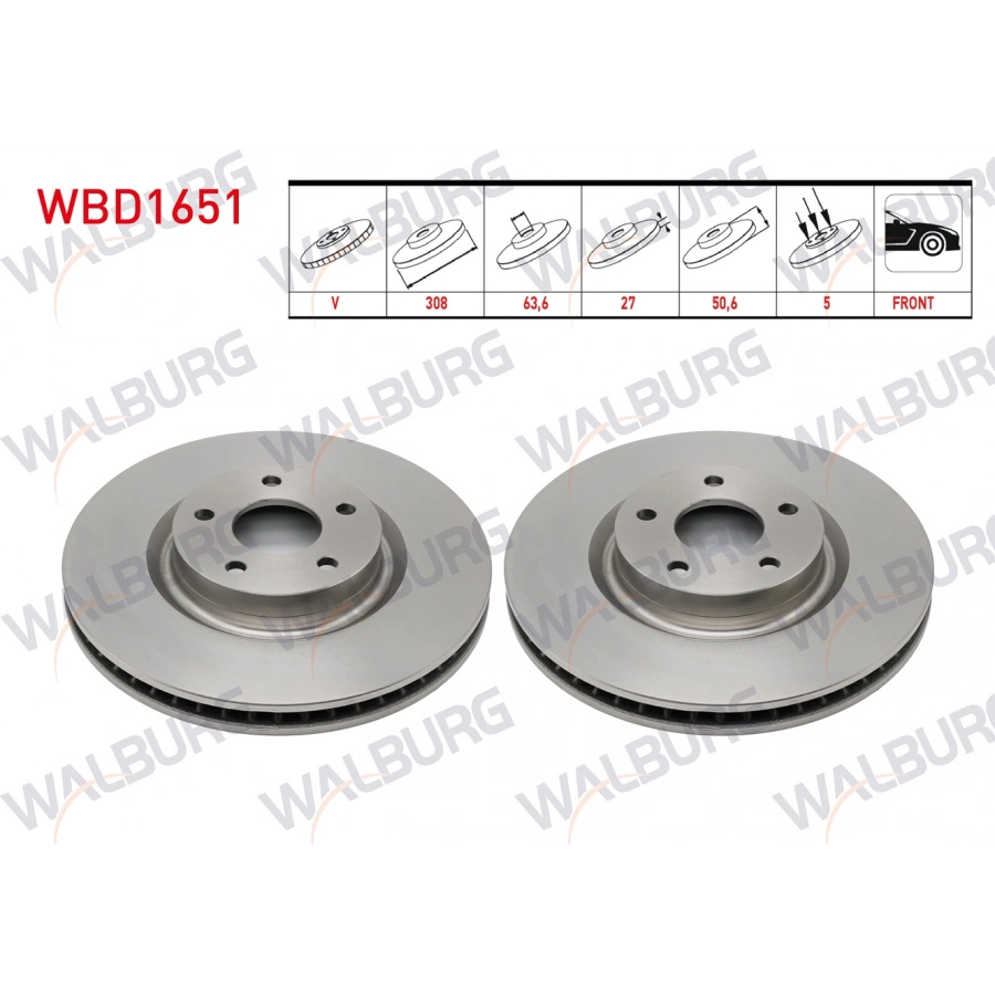 FREN DISKI ON HAVALI 5 BJN 308X27X63,6X50,6 FORD FOCUS IV 2018- / KUGA III 2019-