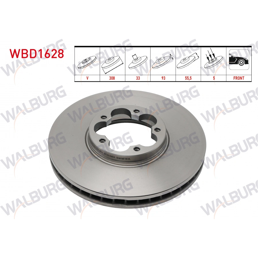 FREN DISKI ON HAVALI 5 BJN 308X33X93X55,5 FORD TRANSIT CUSTOM V362 2.0 EcoBlue 2015- / TRANSIT CUSTOM V363 2.0 EcoBlue 2016-