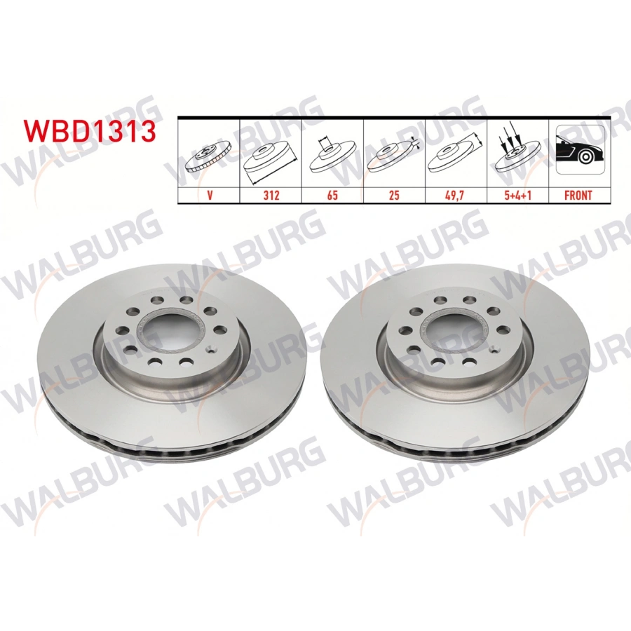 FREN DISKI ON HAVALI 5 BJN 312X25X65X49,7 GOLF V 1.4TSI-1.6 TDI 2003-2009/CADDY III 2.0 TDI 2004-2015/GOLF VI 1.6i 2008-2013/SCIROCCO 1.4 TSI 2008-/SKODA SUPERB 1.6 TDI 2015-/PASSAT 1.6 TDI 2008-2012