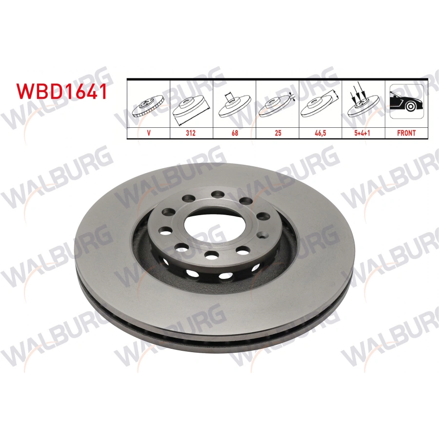 FREN DISKI ON HAVALI 5 BJN 312X25X68X46,5 AUDI A4 B6 2000-2004/A4 B7 2004-2008/A6 C5 1997-2005/SEAT EXEO 2009-2013 / SKODA SUPERB 2001-2008/VW PASSAT B5 1996-2005