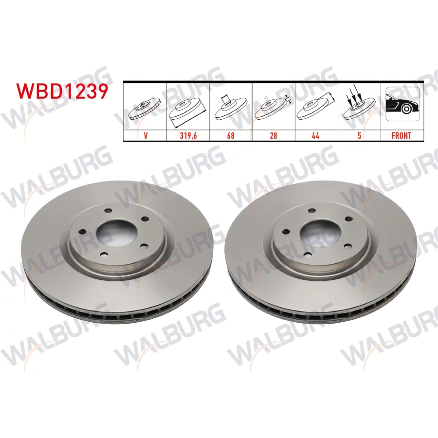 FREN DISKI ON HAVALI 5 BJN 319,6X28X68X44 RENAULT KOLEOS (HY) 2.0 DCI 2009-2014 / NISSAN QASHQAI (J10) 2.0 DCI 19 JANT 2007-2014