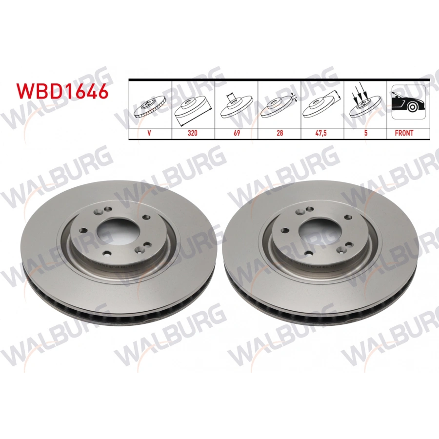 FREN DISKI ON HAVALI KAPLAMALI PERFORMANS DELIKLI 5 BJN 320X28X69X47,5 HYUNDAI TUCSON 2015-/ IX 35 2014-/ KONA 2017-/ KIA SPORTAGE IV 2015-