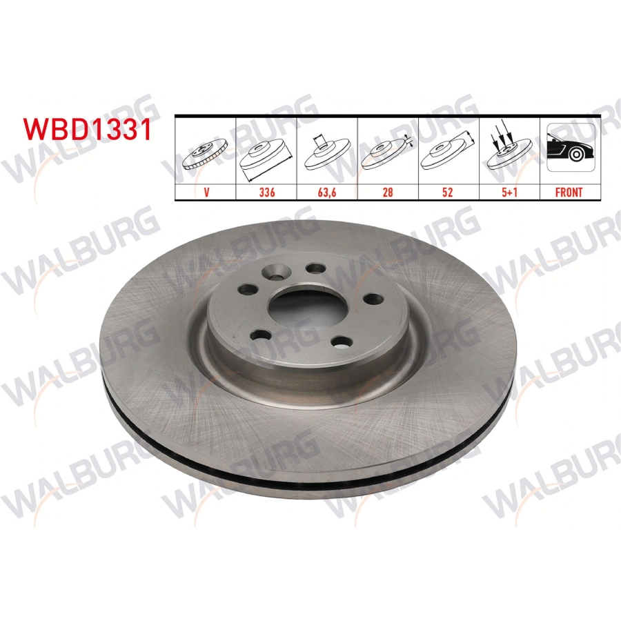 FREN DISKI ON HAVALI PERFORMANS DELIKLI 5 BJN 336X28X63,6X52 VOLVO S60 II T3-T4-T5-D3-D5-2.0T 18-19 JANT 2010-/S80 II D3-5-T5-6 2006-/V60 T6-5-D5-3-1.6D-2.0T 2010-/V70 III 2.0 T-1.6D-2.0D 06-/XC70 II