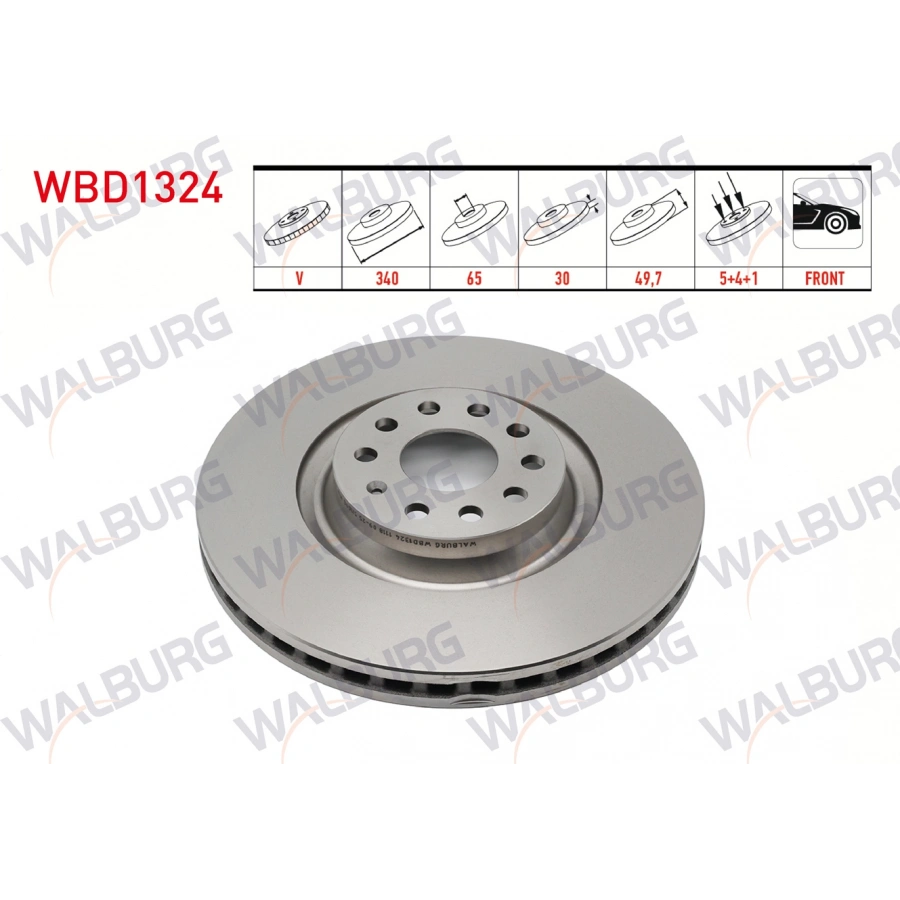 FREN DISKI ON HAVALI 5 BJN 340X30X65X49,7 GOLF VII 1.2 TSI-1.4 TSI-1.6 TDI 2012-/PASSAT 1.6 TDI-2.0 TSI-1.8 TSI 2008-2012/OCTAVIA 1.6 TDI-1.4 TSI 2012-/SUPERB 1.4 TSI-1.6 TDI-2.0 TDI 2015-