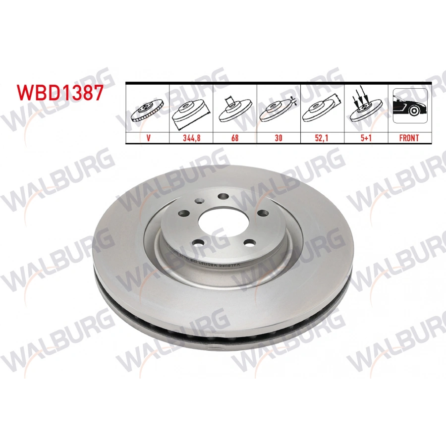 FREN DISKI ON HAVALI 5 BJN 344,8X30X68X52,1 A4 2.0 TDI-2.0TFSI-1.8 TFSI 2007-2015/A5 1.8 TFSI-2.0 TDI-2.0 TFSI 2007-2017/A6 2.0 TDI-2.0 TFSI 2010-/Q5 2.0 TDI 2008-/PORSCHE MACAN 2.0 2014-