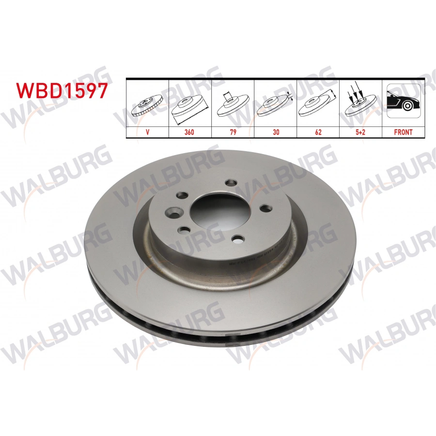 FREN DISKI ON HAVALI 5 BJN 360X30X79X62 LAND ROVER DISCOVERY V 2016-/ RANGE ROVER IV (LG) 2013-/ RANGE ROVER SPORT (LW) 2013-