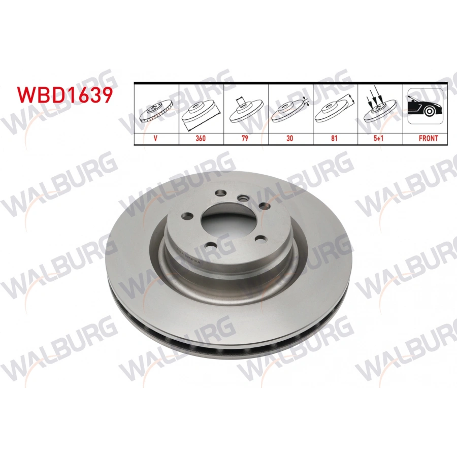 FREN DISKI ON HAVALI KAPLAMALI PERFORMANS DELIKLI 5 BJN 360X30X79X81 RANGE ROVER III (L322) 3.6 4.2 5.0 4X4 2005-2012