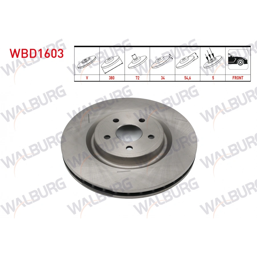 FREN DISKI ON HAVALI PERFORMANS DELIKLI 5 BJN 380X34X72X54,6 JEEP GRAND CHEROKEE IV (WK,WK2) 3.0 CRD - 3.6 V6 2010-