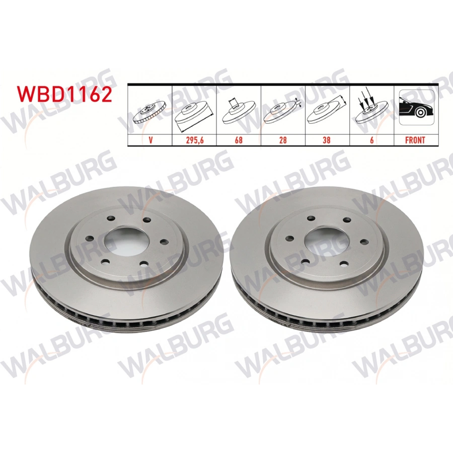 FREN DISKI ON HAVALI PERFORMANS DELIKLI 6 BJN 296X28X68X38 NISSAN NAVARA (D40) 2.5 DCI 2005-2015 / PATHFINDER (R51) 2.5 DCI 2005-