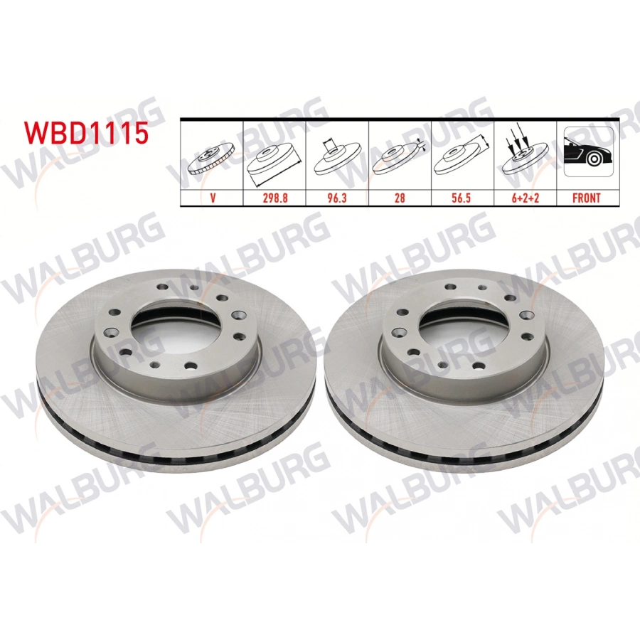 FREN DISKI ON HAVALI 6 BJN 298,8X28X96,3X56,5 HYUNDAI H350 2.5 CRDI 2015-
