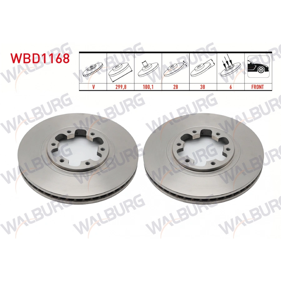 FREN DISKI ON HAVALI KAPLAMALI PERFORMANS DELIKLI 6 BJN 299,8X28X100,1X38 NISSAN PICK UP NP300 SKYSTAR 2.5 DCI 4X4 2008-/ PICK UP SKYSTAR 2.4i 4X4 2002-2005