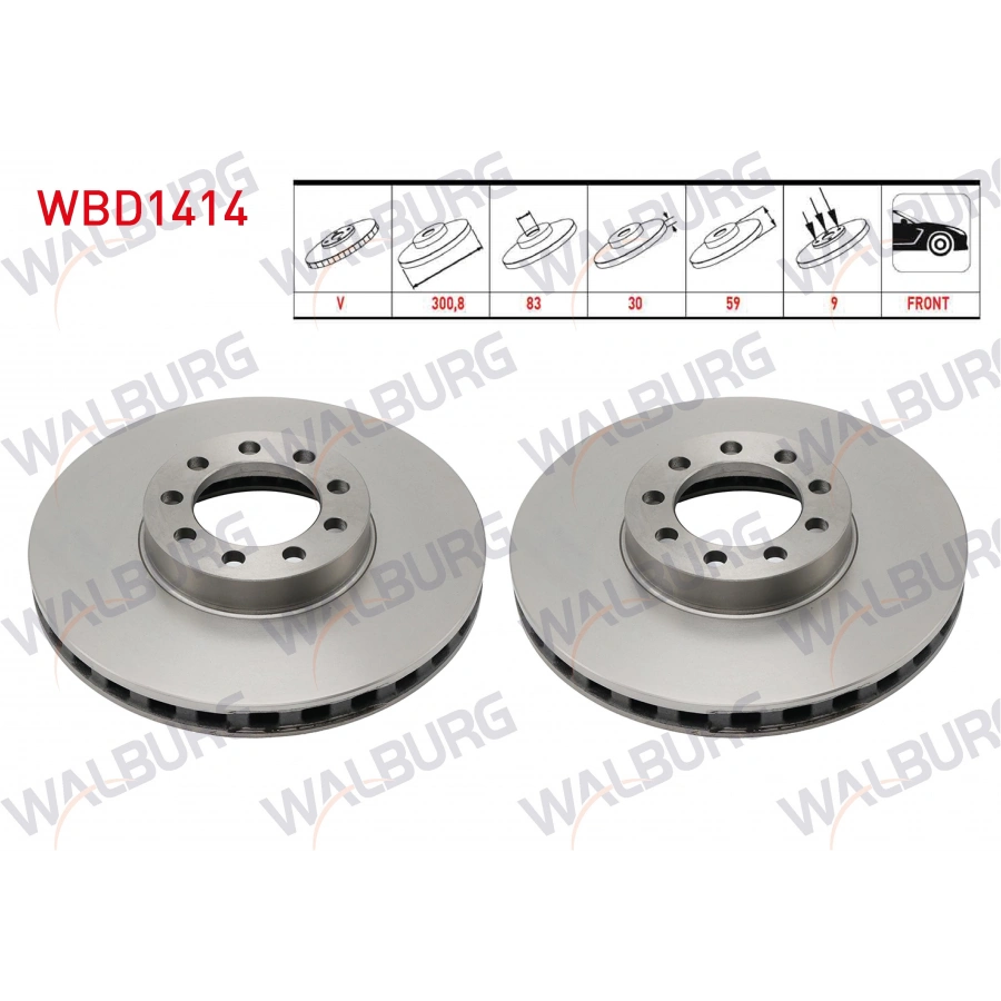 FREN DISKI ON HAVALI 9 BJN 300,8X30X83X59 IVECO DAILY IV (70 C15) 3.0 D 2006-2011 / DAILY V (70 C15) 3.0 D 2011-2014 / DAILY VI (70 C15) 3.0 D 2014-