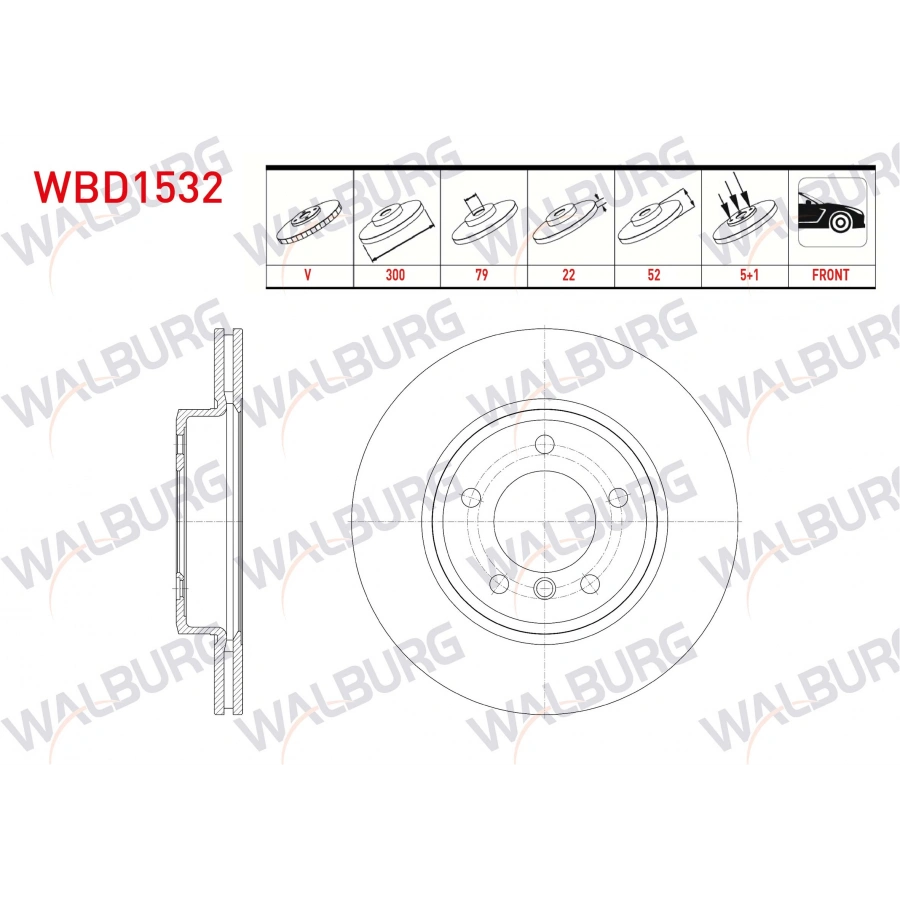 FREN DISKI ON HAVALI BMW 3 SERISI (E46) 320 D 5 BJN 300X22X79X52 1998-2005