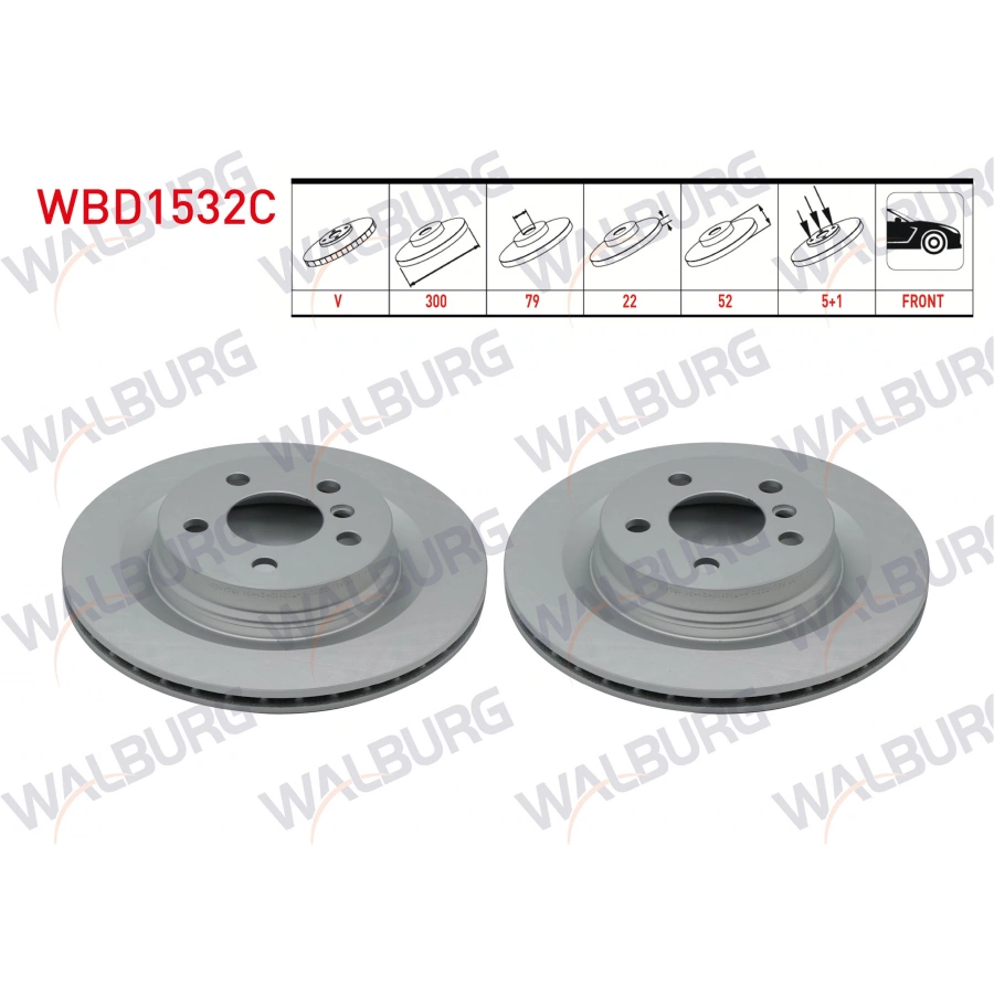 FREN DISKI ON HAVALI KAPLAMALI BMW 3 SERISI (E46) 320 D 5 BJN 300X22X79X52 1998-2005