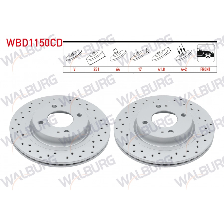 FREN DISKI ON HAVALI KAPLAMALI PERFORMANS DELIKLI 4 BJN 251X17X64X41,8 MITSUBISHI ATTRAGE (A10_) 1.2 2014- / SPACE STAR VI (A0_A) 1.2 2012-