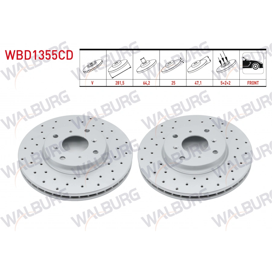 FREN DISKI ON HAVALI PERFORMANS DELIKLI 4 BJN 281,5X25X64,2X47,1 HONDA ACCORD VI (CG,CK) 2.0i 16v 1997-2003 / ACCORD VI (CG,CK) 1.6i 1997-2003 / ACCORD VI (CG,CK) 1.8i 1997-2003