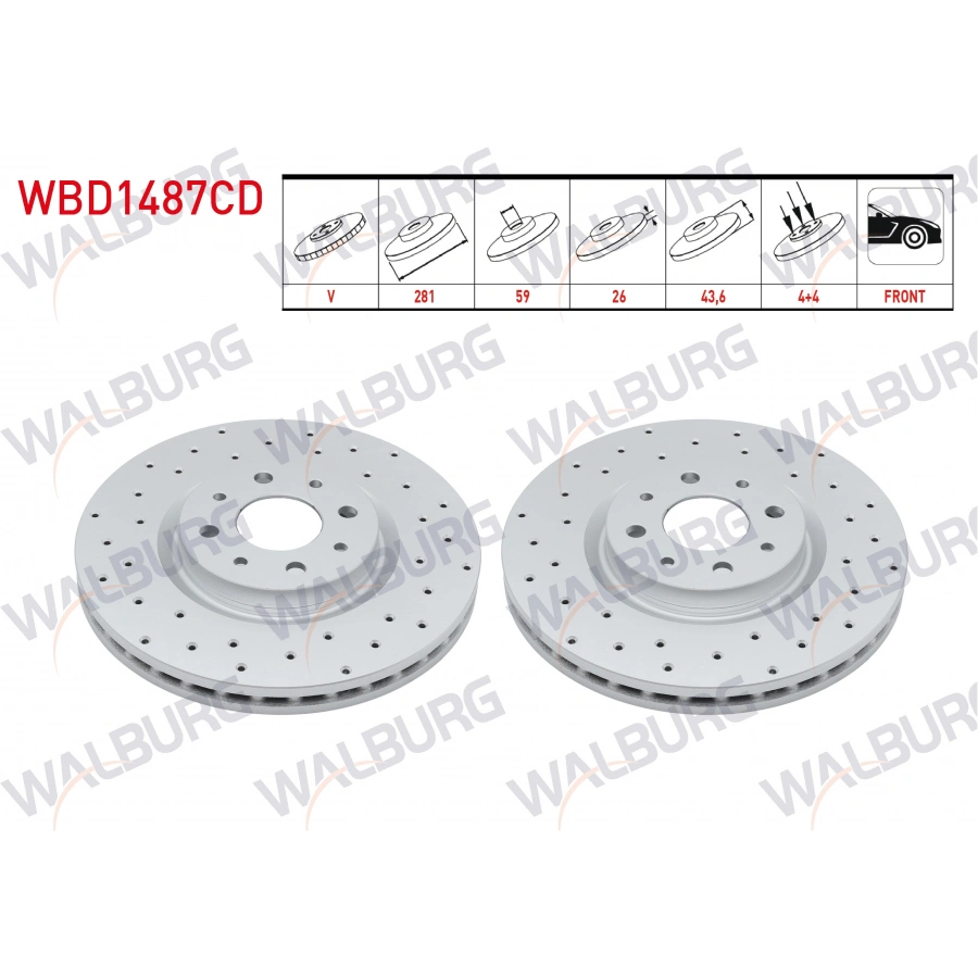 FREN DISKI ON HAVALI KAPLAMALI PERFORMANS DELIKLI 4 BJN 281X26X59X43,6 FIAT BRAVO 1.4i - 1.4 T-JET 2006-2014 / ALFA ROMEO MITO 1.3 JTD - 1.4 T - 1.6 JTD 2008-