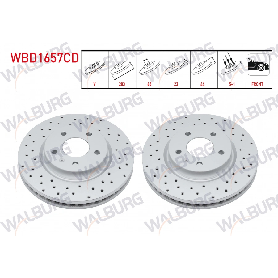 FREN DISKI ON HAVALI KAPLAMALI PERFORMANS DELIKLI 5 BJN 283X23X65X44 CHERY TIGGO 7 PRO 2017- / 8 PRO 2022- / OMODA 5 2023 / CHANCE 2010-2014
