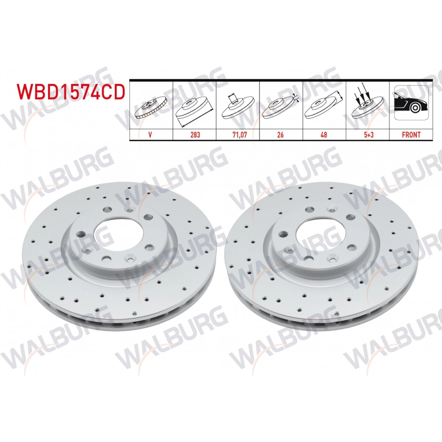 FREN DISKI ON HAVALI KAPLAMALI PERFORMANS DELIKLI 5 BJN 283X26X71,07X48 RIFTER 1.5 HDI-1.6 HDI 19-/PARTNER-BERLINGO 1.5 - 1.6 BlueHDI 18-/308 1.2 THP - 1.2 VTI - 1.5-1.6 BlueHDI 14-