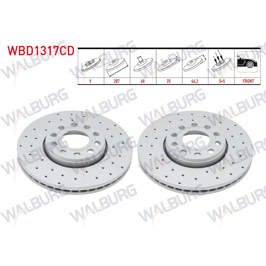 FREN DISKI ON HAVALI KAPLAMALI PERFORMANS DELIKLI 5 BJN 287X25X68X46,3 VOLKSWAGEN PASSAT(3B3)1.6 2000-2005/PASSAT(3B2)1.8 T 1996-2000/PASSAT (3B2) 1.9 TDI 1996-2000/PASSAT(3B3)1.9 TDI 2000-2005/PASSAT