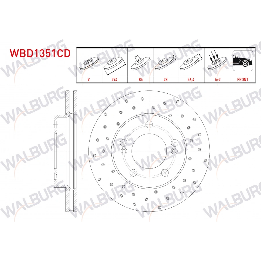 FREN DISKI ON HAVALI PERFORMANS DELIKLI 5 BJN 294X28X85X56,4 SSANGYONG KYRON 2.0 XDI 4X4 2005-2011