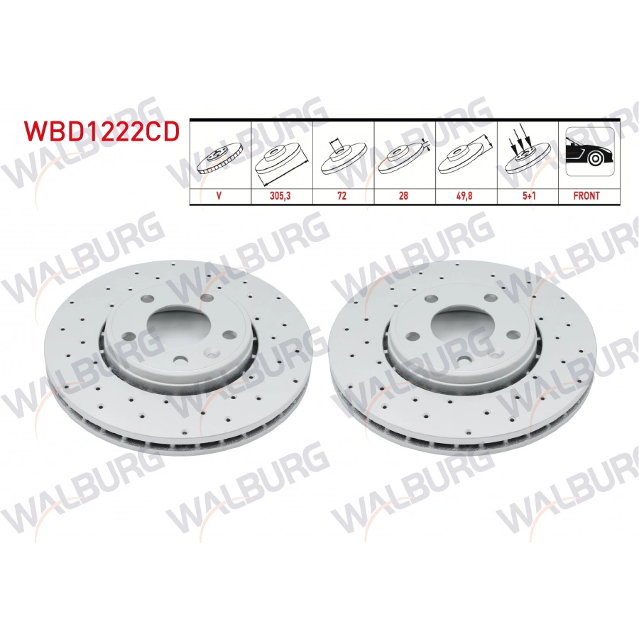FREN DISKI ON HAVALI KAPLAMALI PERFORMANS DELIKLI 5 BJN 305,3X28X72X49,8 RENAULT TRAFIC II 1.9 DCI - 2.0 DCI 2001-2014/ OPEL VIVARO (J7) 1.9 DTI 2002-2014/ VIVARO (X83) 2.0 CDTI 2015-