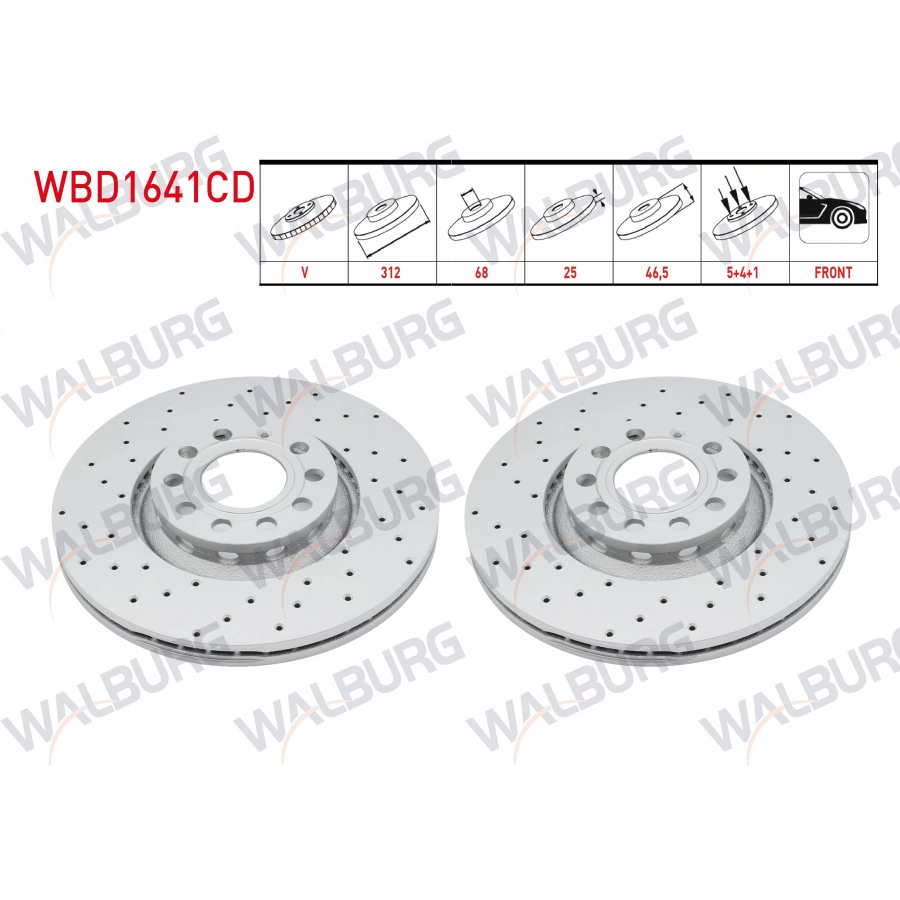 FREN DISKI ON HAVALI KAPLAMALI PERFORMANS DELIKLI 5 BJN 312X25X68X46,5 AUDI A4 B6 2000-2004/A4 B7 2004-2008/A6 C5 1997-2005/SEAT EXEO 2009-2013 / SKODA SUPERB 2001-2008/VW PASSAT B5 1996-2005