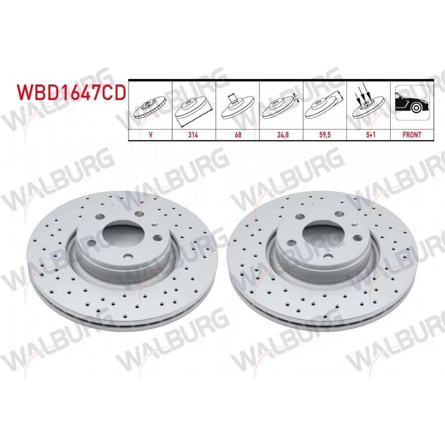 FREN DISKI ON HAVALI KAPLAMALI PERFORMANS DELIKLI 5 BJN 314X24,8X68X59,5 AUDI A6 2004-2011