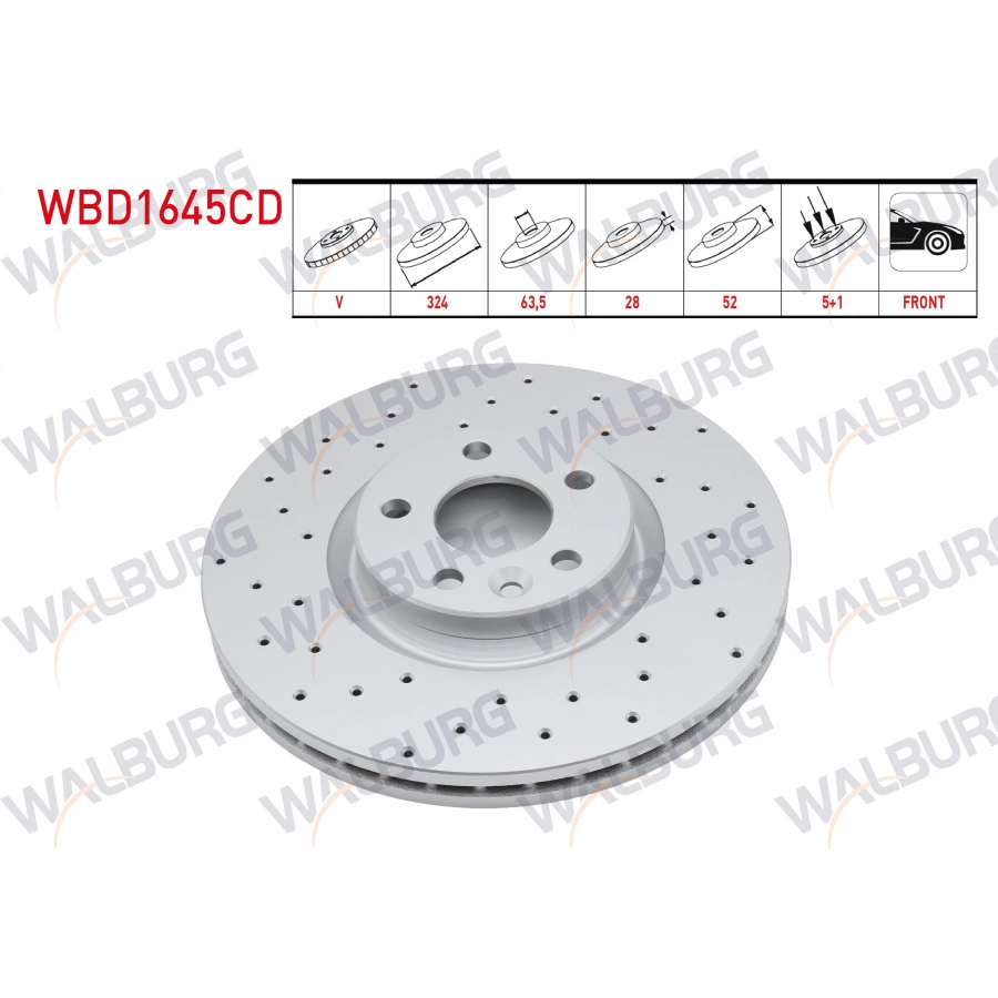 FREN DISKI ON HAVALI KAPLAMALI PERFORMANS DELIKLI 5 BJN 324X28X63.5X52 VOLVO XC60 I 2008-2017