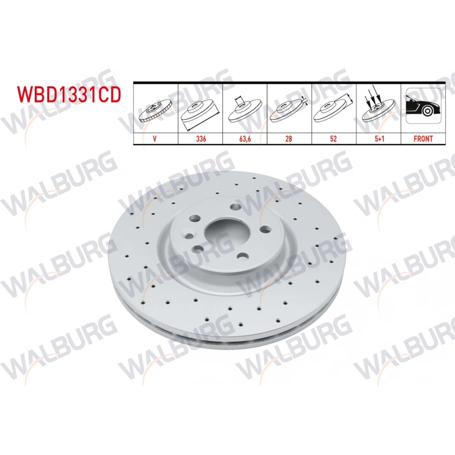 FREN DISKI ON HAVALI KAPLAMALI PERFORMANS DELIKLI 5 BJN 336X28X63,6X52 VOLVO S60 II T3-T4-T5-D3-D5 18-19 JANT 2010-/S80 II D3-5-T5-6 2006-/V60 T6-5-D5-3 2010-/V70 III 2006-/XC70 II D3-5 2007-