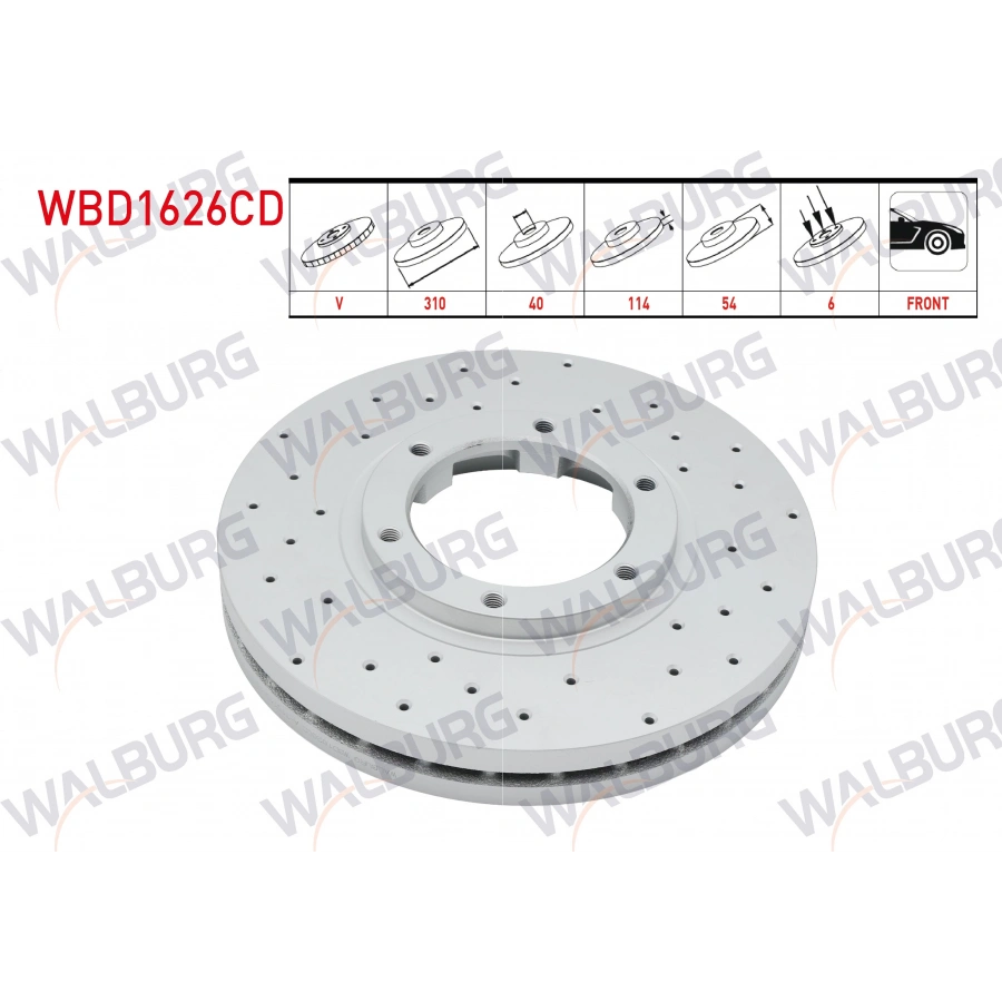 FREN DISKI ON HAVALI KAPLAMALI PERFORMANS DELIKLI 6 BJN 310X40X114X53,8 MITSUBISHI CANTER (FE5, FE6) EURO 5 2012-