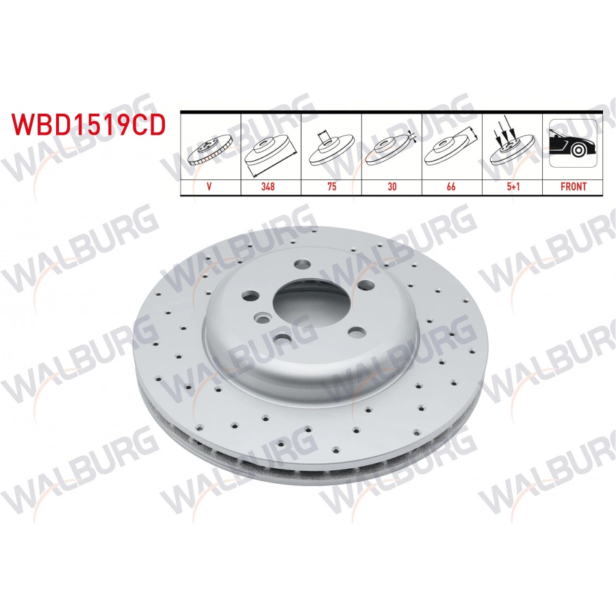 FREN DISKI ON HAVALI KAPLAMALI PERFORMANS DELIKLI BMW 5 SERISI (F10) 525 D 5 BJN 348X30X75X66 2010-