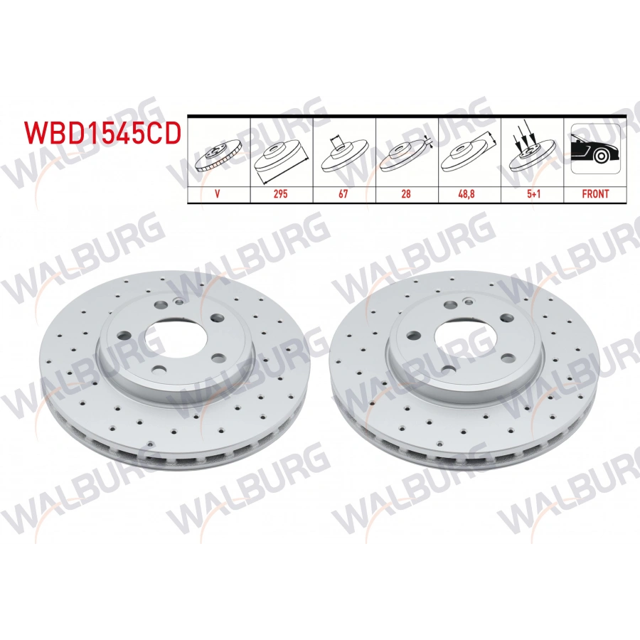 FREN DISKI ON HAVALI KAPLAMALI PERFORMANS DELIKLI MERCEDES A SERISI (W176) A 220 CDI 5 BJN 295X28X67X51,1 2012-