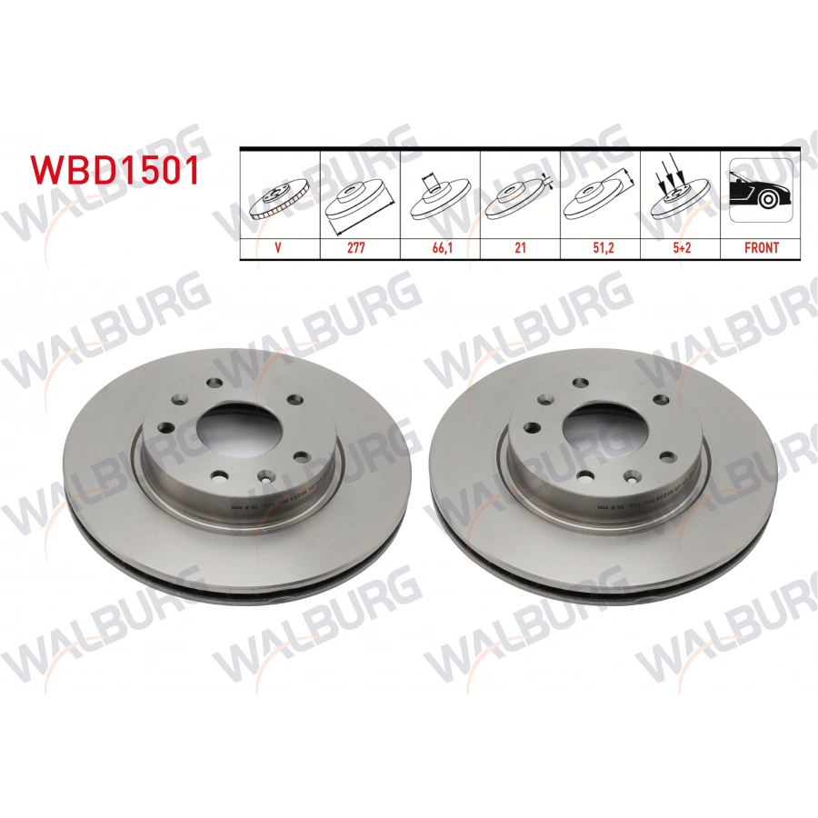 FREN DISKI ON HAVALI LAND ROVER FREELANDER (LN) 2.0 TD4 5 BJN 277X21X66,1X51,2 1998-2007