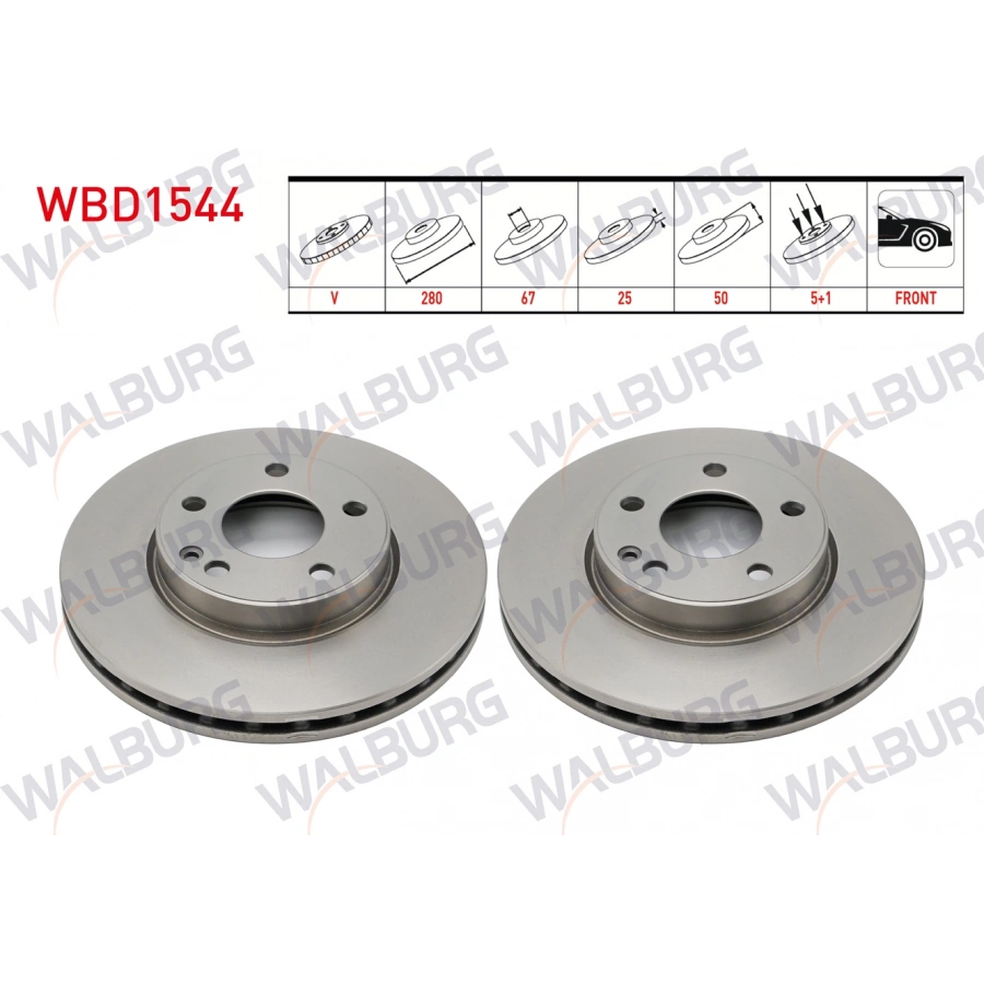 FREN DISKI ON HAVALI MERCEDES A SERISI (W176) A 160 CDI 5 BJN 280X25X67X50 2012-