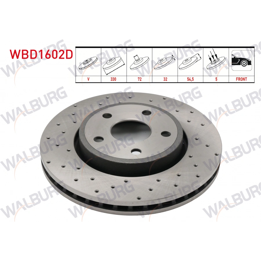 FREN DISKI ON HAVALI PERFORMANS DELIKLI 5 BJN 17 JANT 330X32X72X54,5 JEEP GRAND CHEROKEE IV (WK,WK2) 3.0 CRD - 3.6 V6 2010-