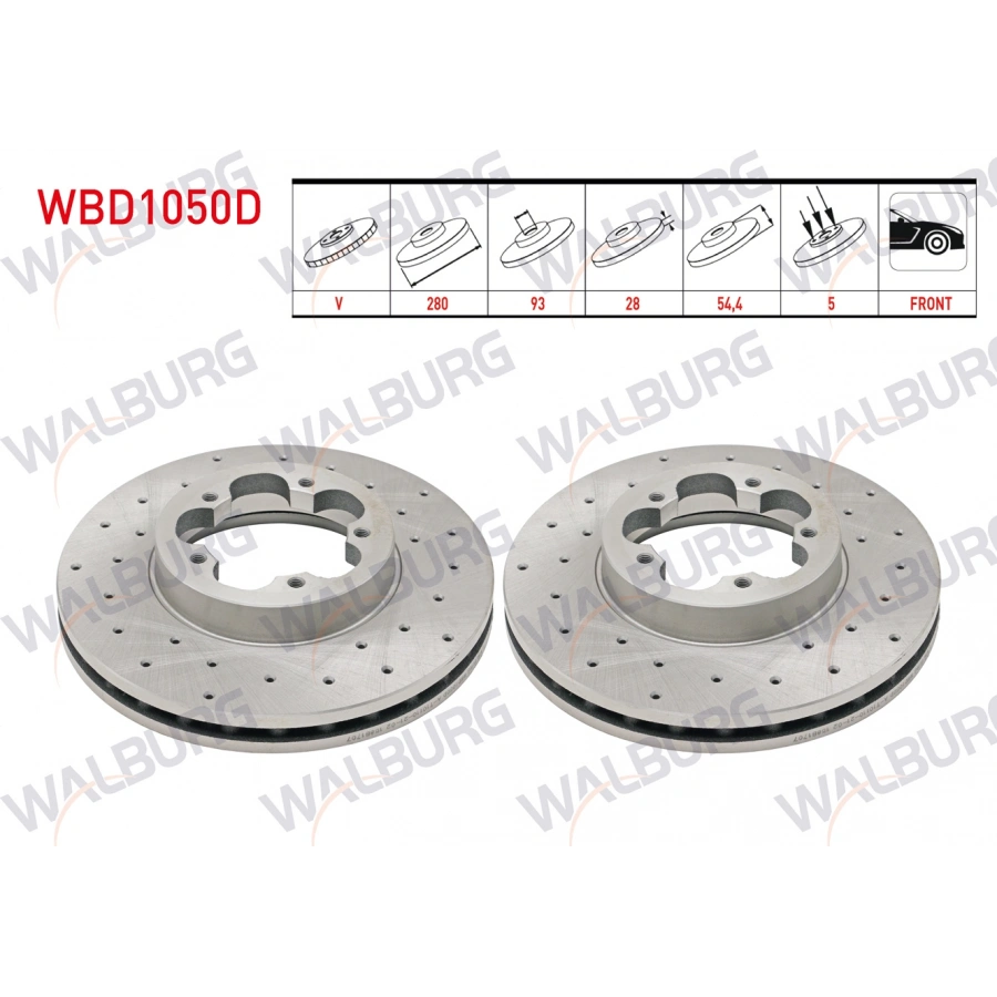 FREN DISKI ON HAVALI PERFORMANS DELIKLI 5 BJN 280X28X93X54,4 FORD TRANSIT (V347) 2.2 TDCI ONDEN CEKIS 2006-2014 / TRANSIT (V347) 2.4 TDCI ONDEN CEKIS 2006-2014