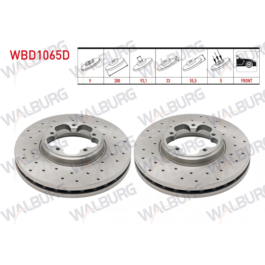 FREN DISKI ON HAVALI PERFORMANS DELIKLI 5 BJN 288X33X93,1X55,5 FORD TRANSIT CUSTOM (V362) 2.2 TDCI 2012-