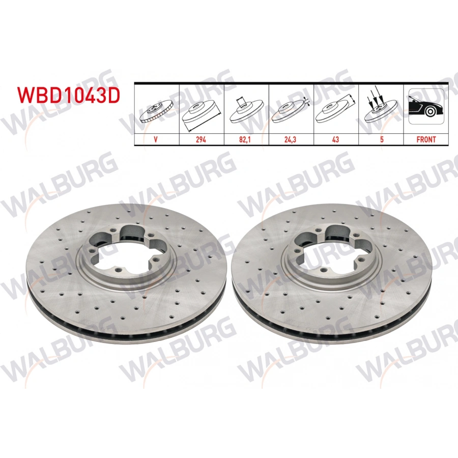 FREN DISKI ON HAVALI PERFORMANS DELIKLI 5 BJN 294X24,3X82,1X43 FORD TRANSIT 2.4 TDCI ARKADAN ITIS 2000-2006/TRANSIT 2.0 DI 2000-2006/TRANSIT (V184) 2.3 16v 2000-2006/TRANSIT (V184) 2.4 TDE 2000-2006