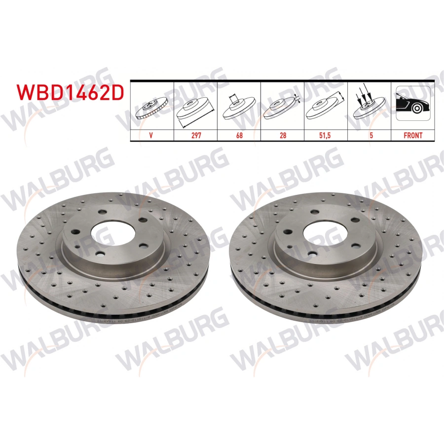 FREN DISKI ON HAVALI PERFORMANS DELIKLI 5 BJN 297X28X68X51,5 MAZDA 6 (GJ,GH) 2.0 2013-/ CX-5 (KE) 2.0 - 2.2 D 2011-/ CX-5 (KF) 2.0 2017-