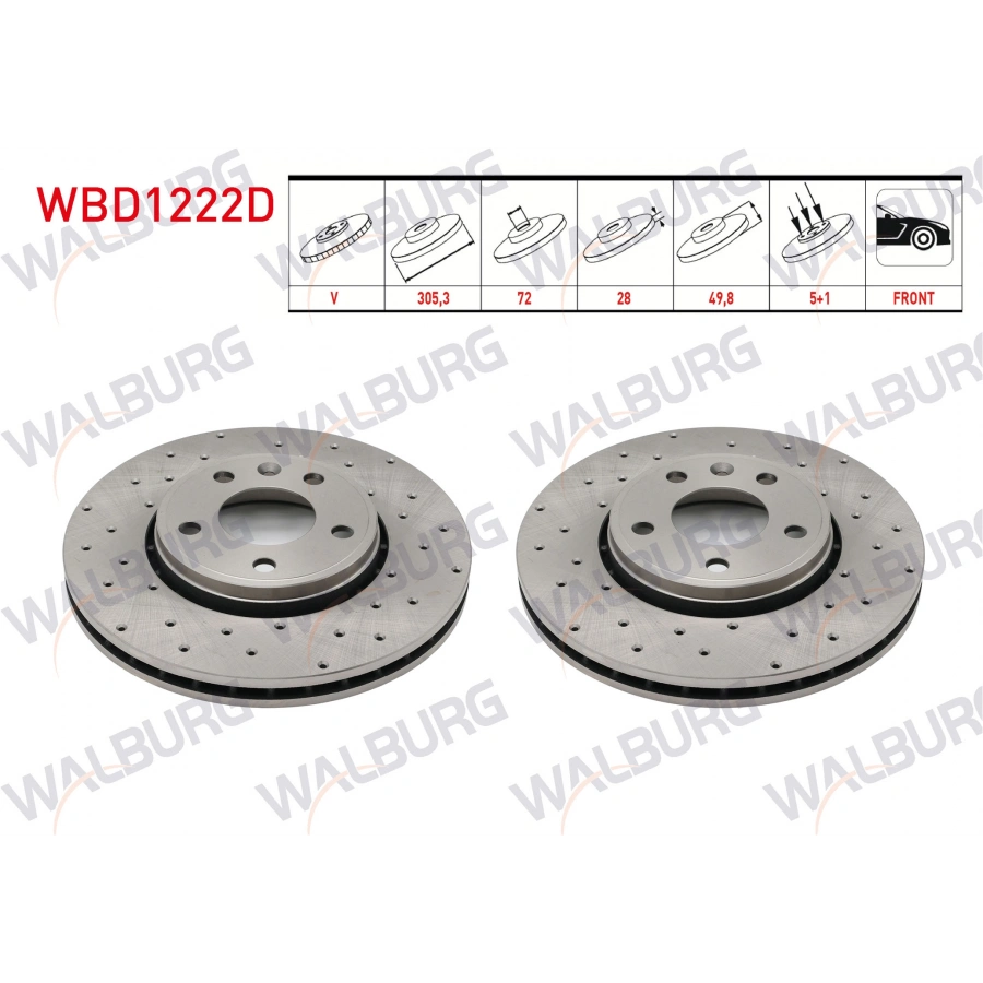 FREN DISKI ON HAVALI PERFORMANS DELIKLI 5 BJN 305,3X28X72X49,8 RENAULT TRAFIC II 1.9 DCI - 2.0 DCI 2001-2014/ OPEL VIVARO (J7) 1.9 DTI 2002-2014/ VIVARO (X83) 2.0 CDTI 2015-
