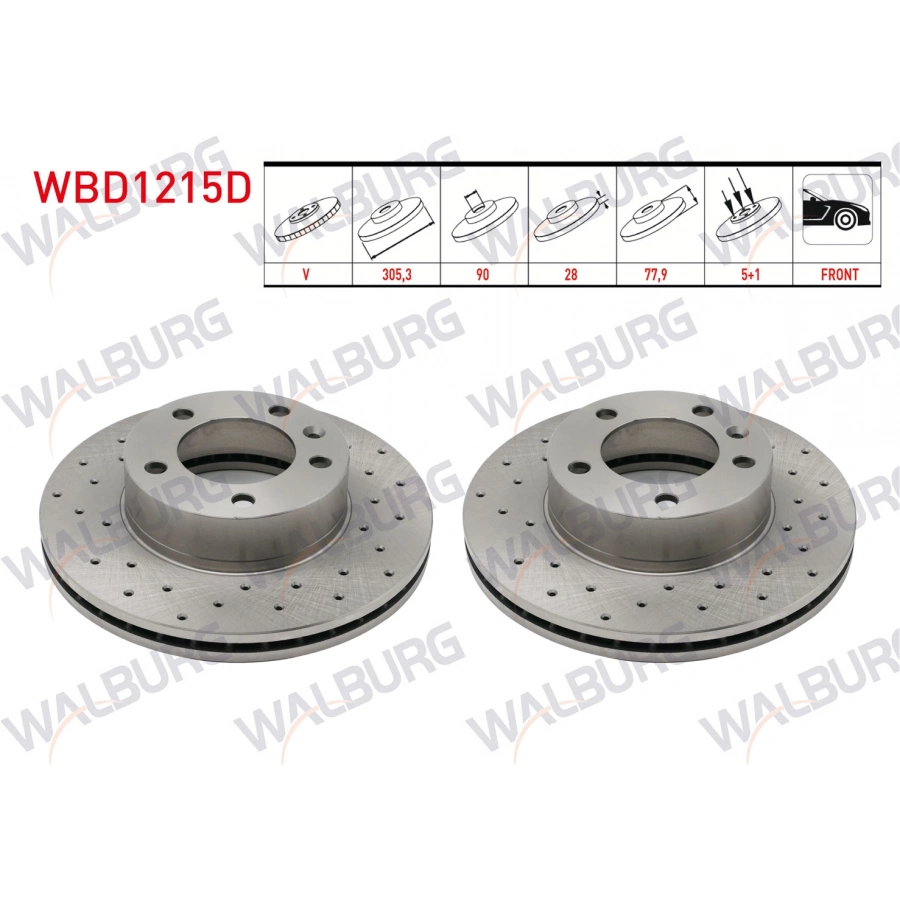 FREN DISKI ON HAVALI PERFORMANS DELIKLI 5 BJN 305,3X28X90X77,9 RENAULT MASTER II 1.9 DCI - 1.9 DTI - 2.5 DCI 16 JANT 1998-2010 / OPEL MOVANO A 2.5 D 16 JANT 2001-2010