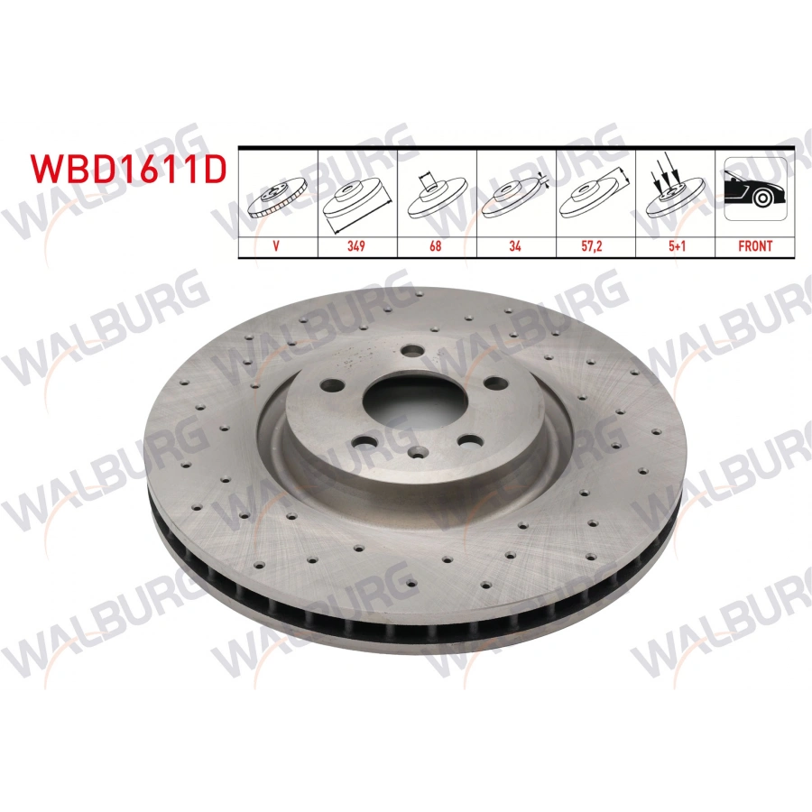 FREN DISKI ON HAVALI PERFORMANS DELIKLI 5 BJN 349X34X68X57,2 AUDI A4 - A5 - Q5 - Q7 1.4 TFSI - 2.0 TDI - 2.0 TFSI 2015-/A6 - A7 - A8 2.0 TDI - 2.0 TFSI - 3.0 TDI 2018-/VOLKSWAGEN TOUAREG 3.0 TDI 2018-