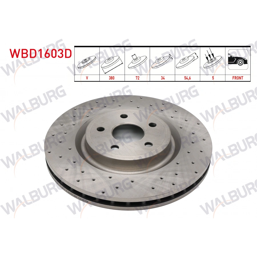 FREN DISKI ON HAVALI PERFORMANS DELIKLI 5 BJN 380X34X72X54,6 JEEP GRAND CHEROKEE IV (WK,WK2) 3.0 CRD - 3.6 V6 2010-