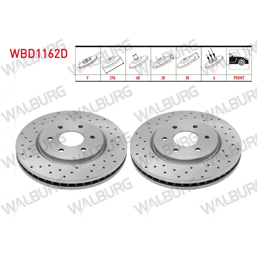 FREN DISKI ON HAVALI PERFORMANS DELIKLI 6 BJN 296X28X68X38 NISSAN NAVARA (D40) 2.5 DCI 2005-2015 / PATHFINDER (R51) 2.5 DCI 2005-