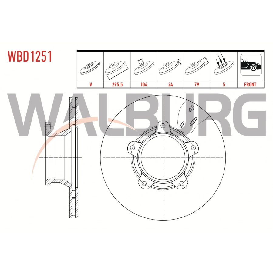FREN DISKI ON HAVALI TATA XENON 2.2 16v TD 4X4 5 BJN 295,5X24X104X79 2011-