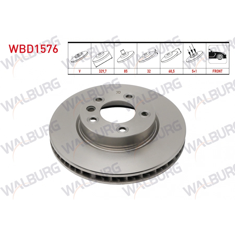 FREN DISKI ON SAG HAVALI 5 BJN 329,7X32X85X68,5 PORSCHE CAYENNE 3.0 TDI - 3.2i - 3.6i - S4.5i V8 2002-2010/ VW TOUAREG 2.5 R5 TDI - 3.0 V6 TDI - 3.2i V6 - 4.2 V8 2002-2010/ TOUAREG 3.0 TDI V6 2010-