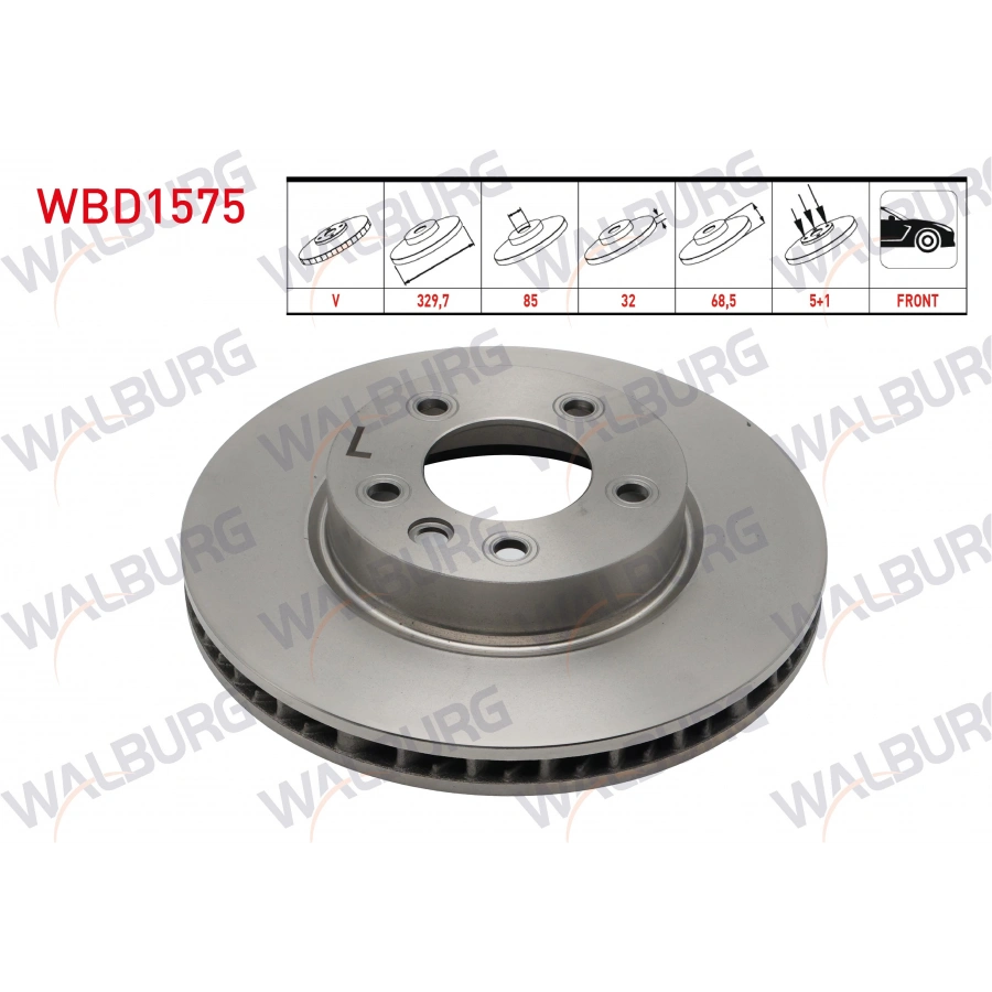 FREN DISKI ON SOL HAVALI 5 BJN 329,7X32X85X68,5 PORSCHE CAYENNE 3.0 TDI - 3.2i - 3.6i - S4.5i V8 2002-2010/ VW TOUAREG 2.5 R5 TDI - 3.0 V6 TDI - 3.2i V6 - 4.2 V8 2002-2010/ TOUAREG 3.0 TDI V6 2010-