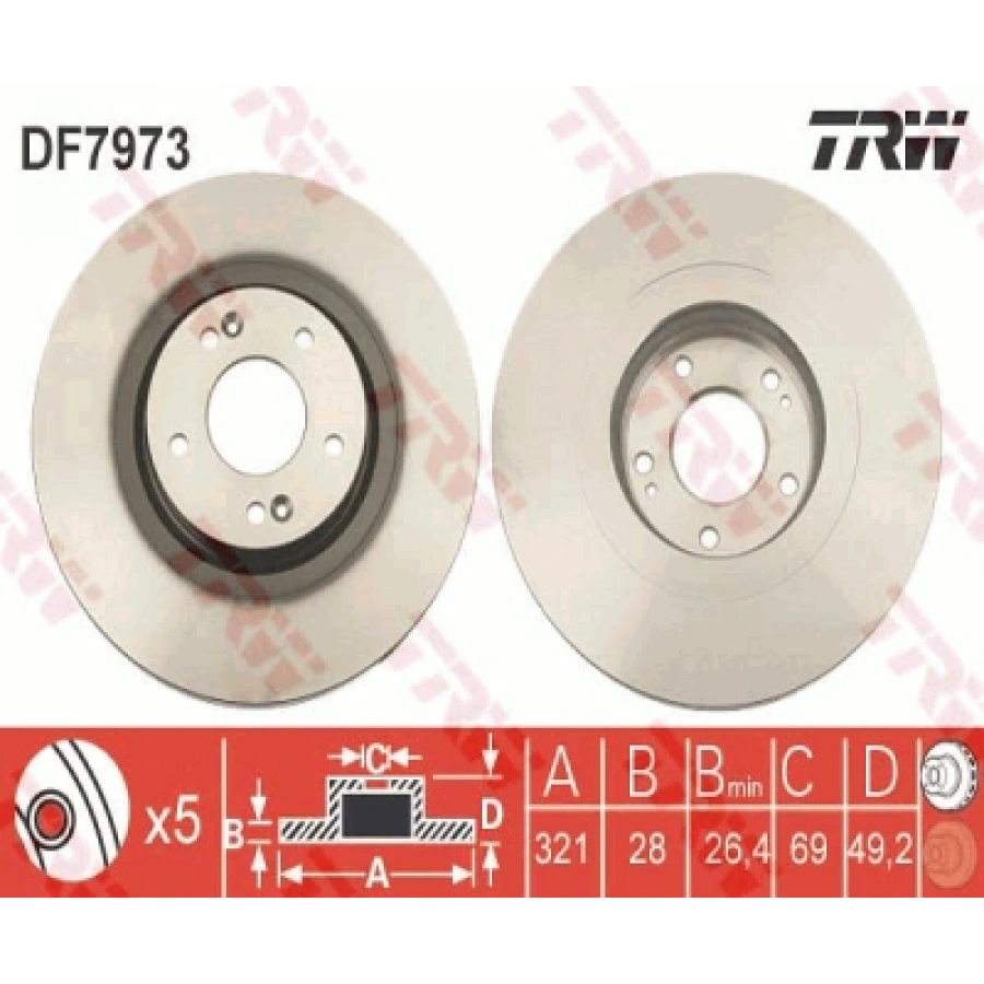 FREN DISKI ÖN TAKIM : 321 X 5 HAVALI SANTAFE/SORENTO BENZIN-DIZEL 2009-